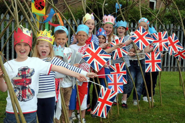 Youngsters from the school celebrated the Jubilee in their new garden in 2012.