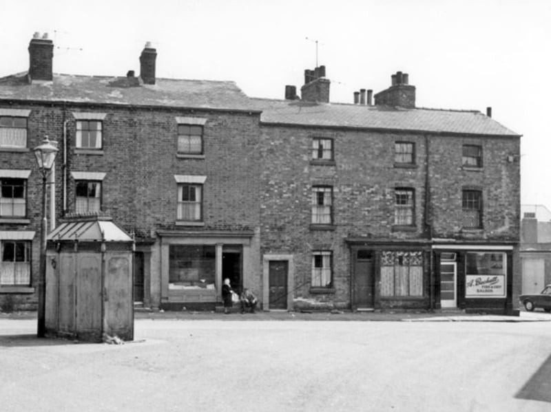 A. Beckett, fish and chip shop, on Meadow Street, Netherthorpe, Sheffield, in 1965, with the public lavatories in the foreground. Photo: Picture Sheffield