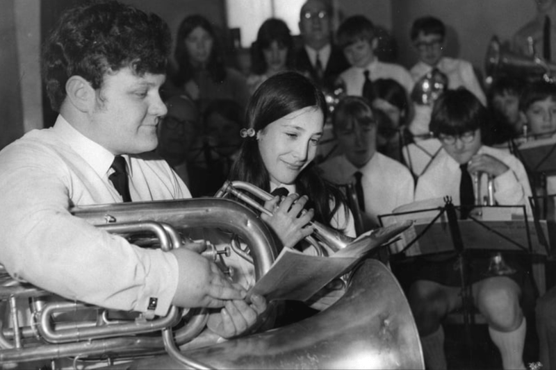 Edward Hall and Carol Dine of Boldon Colliery Junior Brass Band. Remember this from April 1971? Photo: Shields Gazette