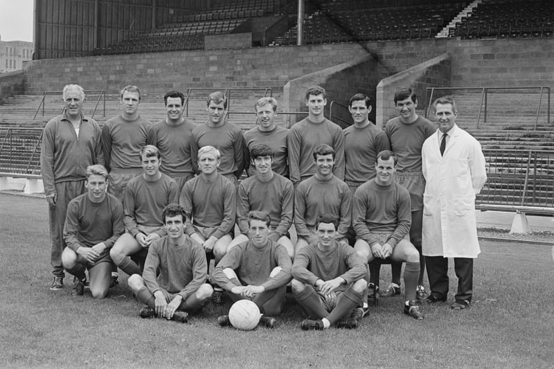 The team line-up for a picture during the 1966/67 season in which the side finished mid-table in the old Division 2. They did reach round 5 of the FA Cup, losing to Tottenham at  White Hart Lane.