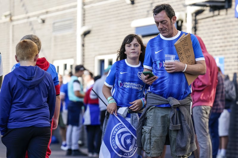 Portsmouth fans outside of Fratton Park ahead of kick-off.