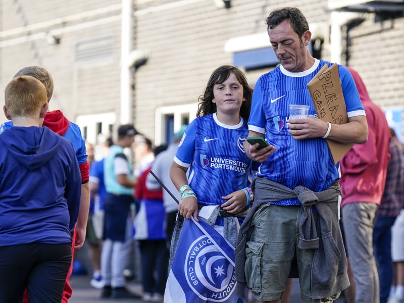 Portsmouth fans outside of Fratton Park ahead of kick-off.