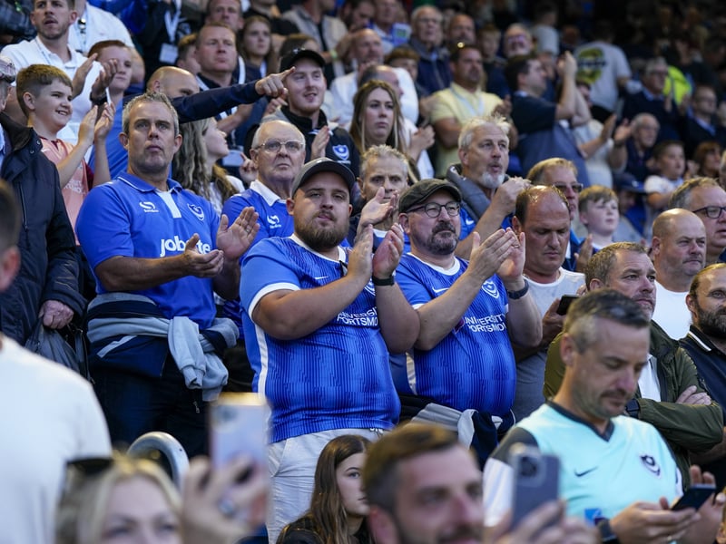 Portsmouth fans inside of Fratton Park during their match with Exeter City.