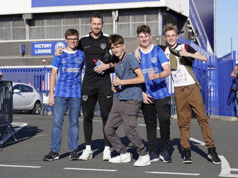 Portsmouth fans outside of Fratton Park ahead of kick-off.