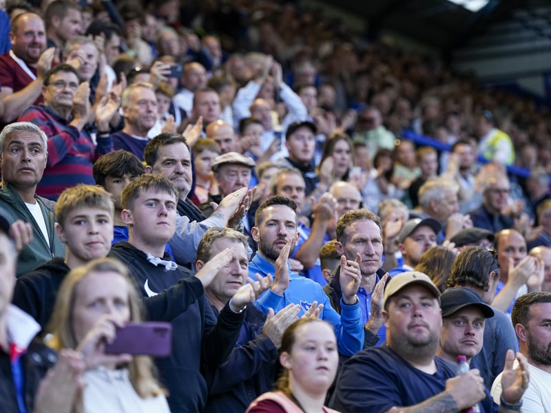 Portsmouth fans inside of Fratton Park during their match with Exeter City.