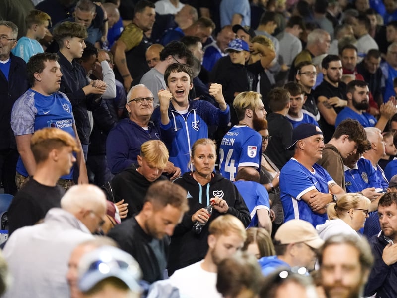 Portsmouth fans inside of Fratton Park during their match with Exeter City.