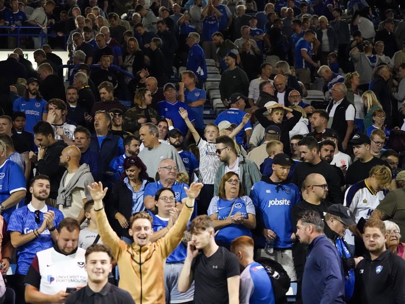 Portsmouth fans inside of Fratton Park during their match with Exeter City.