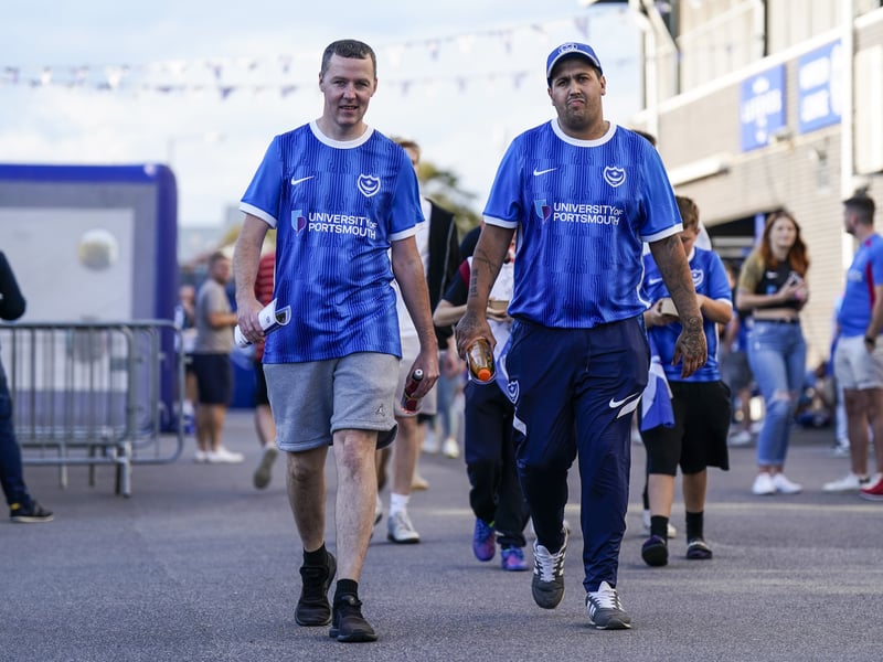 Portsmouth fans outside of Fratton Park ahead of kick-off.