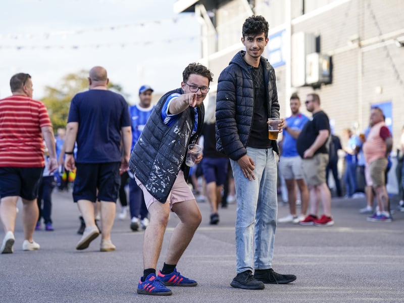 Portsmouth fans outside of Fratton Park ahead of kick-off.