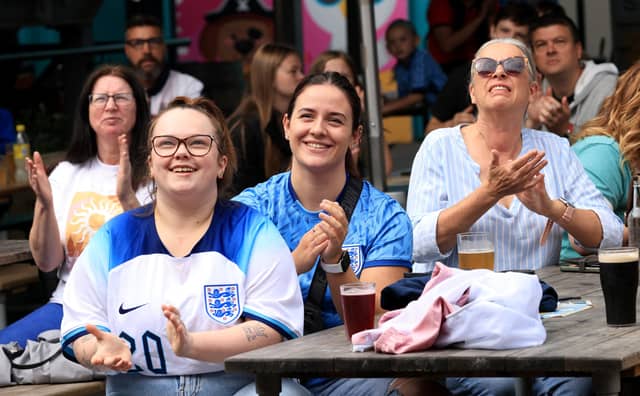 England fans watching the Women's World Cup semi-final at STACK Seaburn in Sunderland. Picture c/o North News