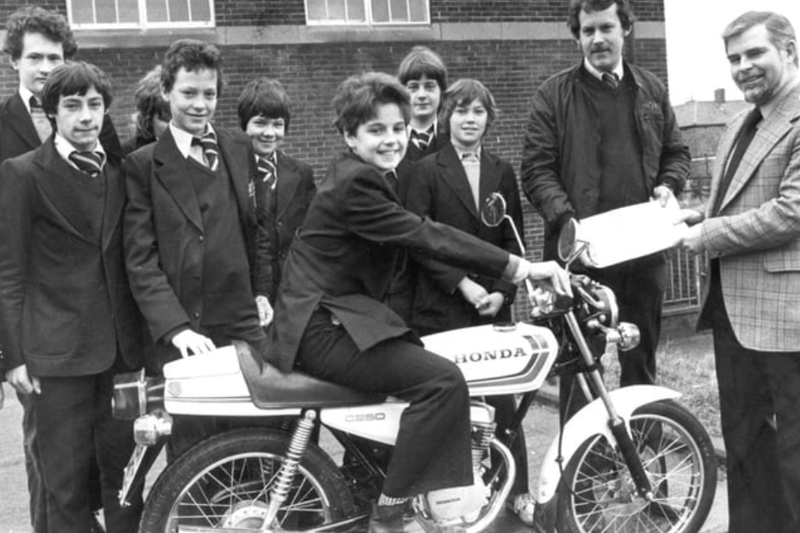 What a gift for Harton Comprehensive School from Jos. Conway's shop when this bike was presented in 1980. Remember this? Photo: Shields Gazette
