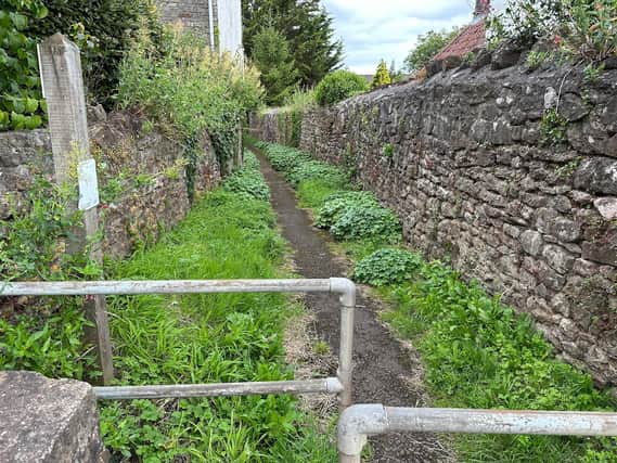 Off the main road, on the lefthand side, opposite a lane called The Coombe, is a walled walkway which takes you slightly down a hill through the village.