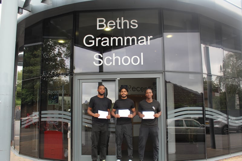 Chinedu, Rajithan and Omamerhi at Beths Grammar School in Bexley.