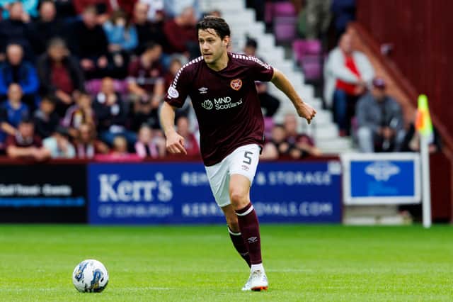 Peter Haring is an injury doubt for Hearts after being seen with moon boot