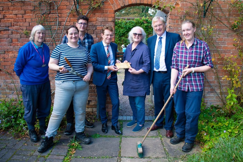 Left to right: Ann Brookman, outdoor ranger, Denise Seckham, head gardener, Oliver Pickering, outdoor, wildlife and family engagement manager, Andy Street, Mayor of the West Midlands, Glynis Powell, general manager, cllr Ian Courts, leader of Solihull Metropolitan Borough Council and Tanya Upton, assistant gardener at Castle Bromwich Hall Gardens in Solihull.