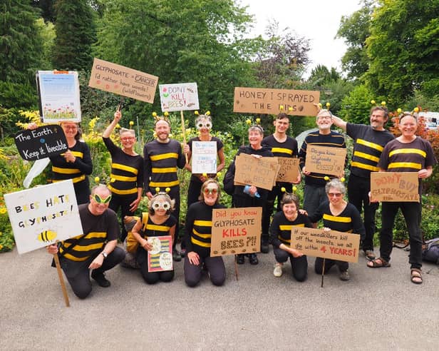Members of Sheffield Extinction Rebellion visited a number of local garden centres to protest the sale of Glyphosate. (Photo courtesy of Sheffield Extinction Rebellion)