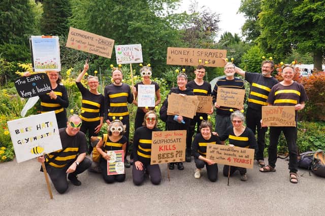 Members of Sheffield Extinction Rebellion visited a number of local garden centres to protest the sale of Glyphosate. (Photo courtesy of Sheffield Extinction Rebellion)