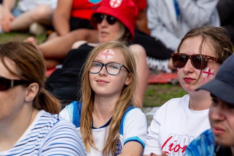 Supporters came decked in England gear to cheer on the Lionesses, win or lose. (Photo courtesy of Errol Edwards)