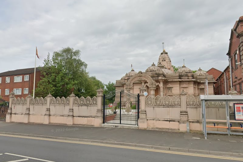 This temple has sacred areas dedicated to the Vedic Hindu Gods: Lord Ganesh, Lord Surya Narayan, Goddess Ambe Maa, Lord Shiva and Lord Vishnu (Krishna). Shree Krishna Mandir is one of the few purpose built Hindu temples in the UK to have adopted the principles of Vedic architecture based on the Vastu Shastra and Shilpa Shastra texts.(Photo - Google Maps)