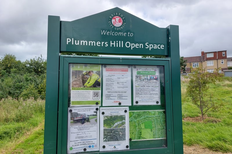 A noticeboard in Plummers Hill Open Space contains information about local events and organisations.
