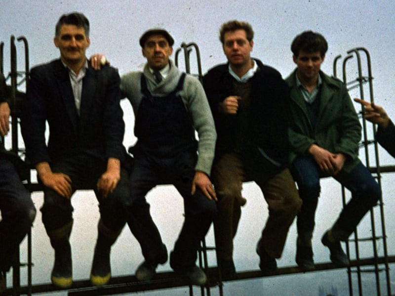 Mitchell Construction employees pose for a photo during the topping out ceremony at the University of Sheffield Arts Tower in 1966. Photo: Picture Sheffield/Mr. Row