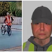 Police are trying to trace a man who is reported to have tried to rob an 11 year old in an alleyway near Meersbrook Park Sheffield. Pictured left is a CCTV picture, and right is an E-fit officers have issued. Pictures: South Yorkshire Police