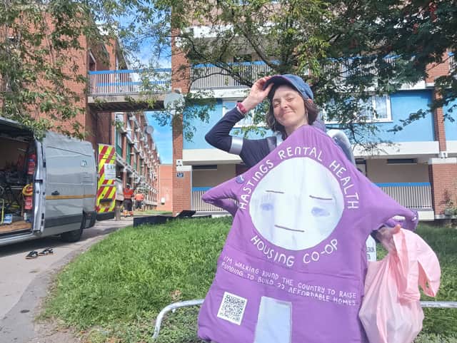 Sarah Gomes Harries, creator of BBC's 'Sarah & Duck', was spotted in Sheffield on August 21 while on a charity drive to walk the length of England for the Hastings Rental Health Housing Co-Op.