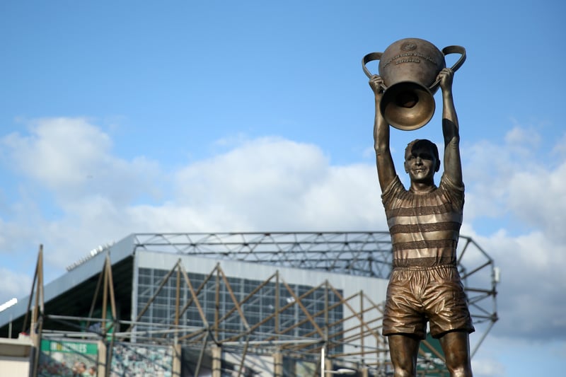 The mythical Bellshill-born boy known as ‘Cesar’ was voted Celtic’s greatest ever captain. A majestic centre-half, McNeill’s love for the club was evident throughout his life. The statue, in bronze on a granite base, shows him holding aloft the European Cup, an iconic image in the club’s history.