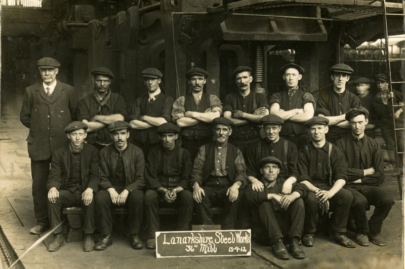The Motherwell steelmen of Lanarkshire Steel Works 36” Mill - the steelworks in Motherwell were the industrial heart of the town, later when Ravenscraig was fully established it was the largest hot steel mill in Western Europe. Most of the Steel produced was transported to Glasgow for the shipbuilding industry - it was the quality and quantity of steel made here by the steelmen of Motherwell that made Glasgow’s ship industry possible.