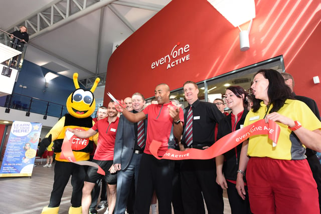 Olympic and Commonwealth athlete Colin Jackson cut the ribbon to officially open the re-vamped Aquatic and Wellness Centre, in 2015.