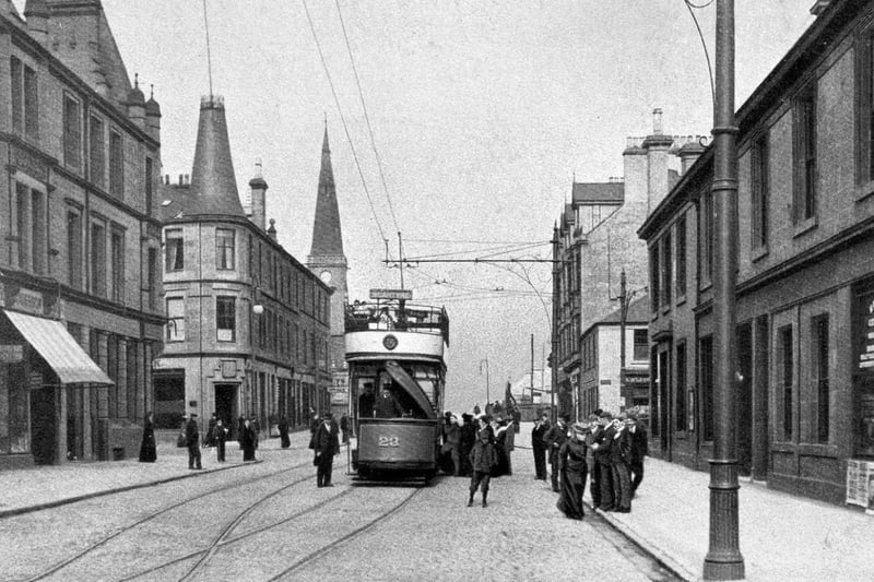 A depiction of the tram in service in Motherwell prior to their removal.