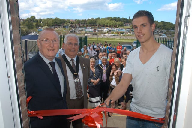 A 2010 scene, showing former SAFC star Jordan Henderson opening the new youth facility at Murton Welfare Ground.
