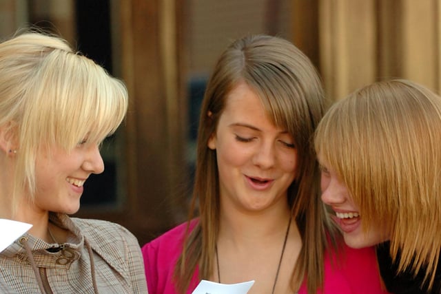 Happy faces at Usworth School on results day in 2007.