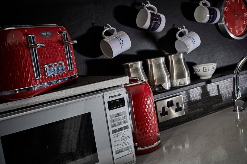 A toaster, a kettle and a microwave for artists to heat up their per diems or leftovers from arena or festival catering (Credit: MM Band Services)