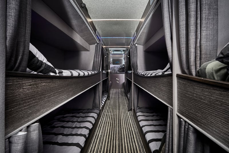 Those familiar with bands on the road will no doubt be familiar with the less-than-spacious sleeping quarters on a tour bus - yet the options from MM Band Services seem to have a little extra leg room (Credit: MM Band Services)