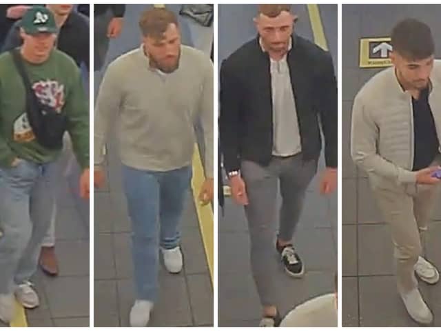 Police are appealing for information and have issued pictures of people they think may hold important information, after a man suffered a fractured skull in violence at Sheffield railway station