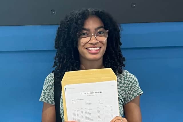 Sheffield Springs Academy's Lacey-May Douglas, who achieved six grade 9s in English Language, biology, chemistry, physics, geography, and French, two grade 8s in English Literature and maths and a Distinction* in Health and Social Care.