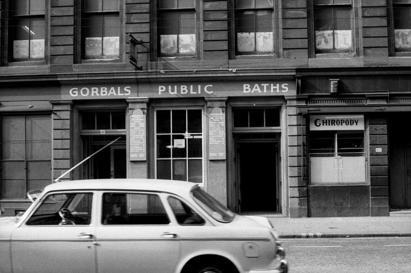 Gorbals Public Baths pictured by Steven Berkoff in 1966. 