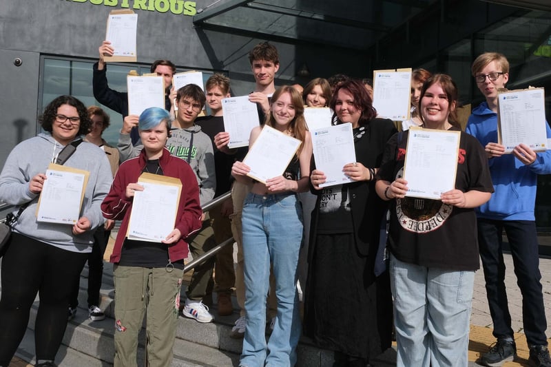 Students from UTC Sheffield City Centre celebrate a 100 per cent pass rate in Triple Science. 