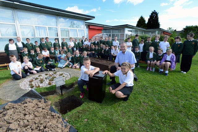A big day at Broadway Junior School in 2013.
The time capsule they made was to be buried for 50 years.