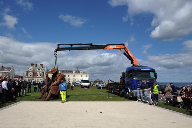 A time capsule being buried beneath the Tommy statue at Seaham, in 2015.