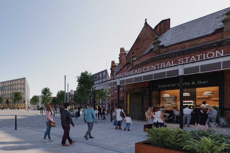 How the area outside Birkenhead Central could look in the future.