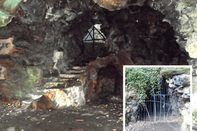 Old Nick’s Cave is probably the most well known of Sefton Park’s grottos, which were popular in the Victorian era. It was probably built by Edouard André (a Parisian) and Lewis Hornblower in 1870. It is constructed of large rough blocks of stone and has three openings to a chamber with a central pier and steps up to an opening in the roof.