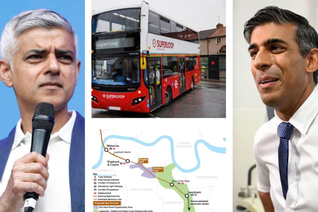 Sadiq Khan has expanded ULEZ, but London’s transport infrastructure needs improvements - and for that it will need cash from Rishi Sunak’s government - or Keir Starmer's. (Photos by Getty/TfL) 