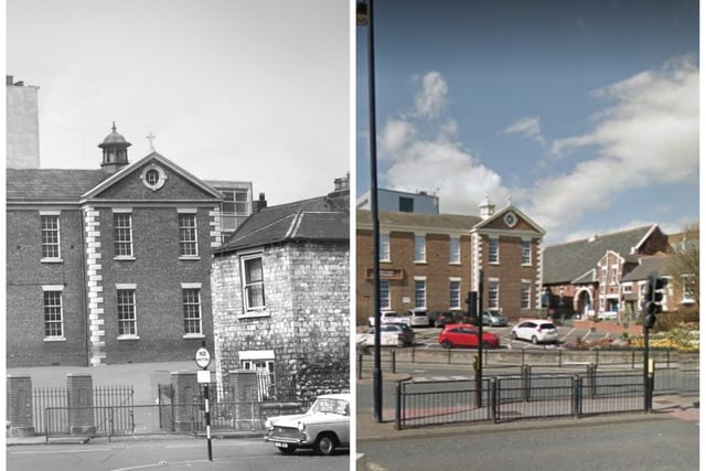 St Mary's School in 1964 and a Google Maps image from 2021.