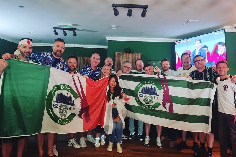 The Doha Celtic Supporters Club watch matches in the Shamrock Tavern. Magnum Hotel in West Bay