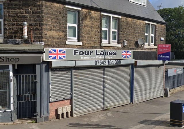 Four Lanes Fisheries, at 156 Leppings Lane, Hillsborough, is the highest rated chippy in Sheffield. It has an average rating of 4.8 out of 5 stars, and 192 Google reviews.