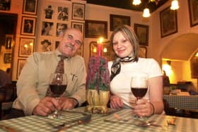 Bistro Casablanca, on Devonshire Street, Sheffield. Casablanca owner Roy Broughton and bar person Lisa Staniforth are pictured here in October 2002.
