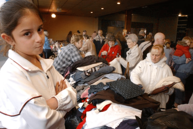 Aisha Allon, 7, was organised a jumble sale for the tsunami appeal in 2005 and look at the turnout at the Neon Social Club in Jarrow. Photo: TR