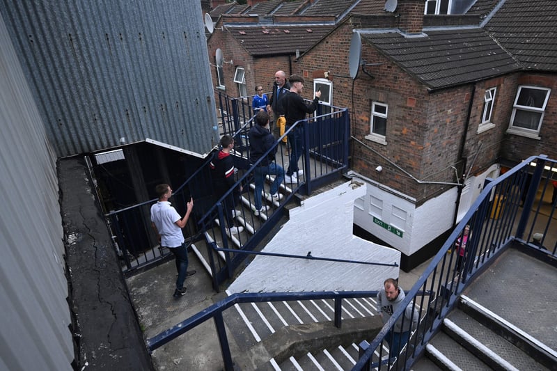 Fans arrive at Kenilworth Road for the cup tie.